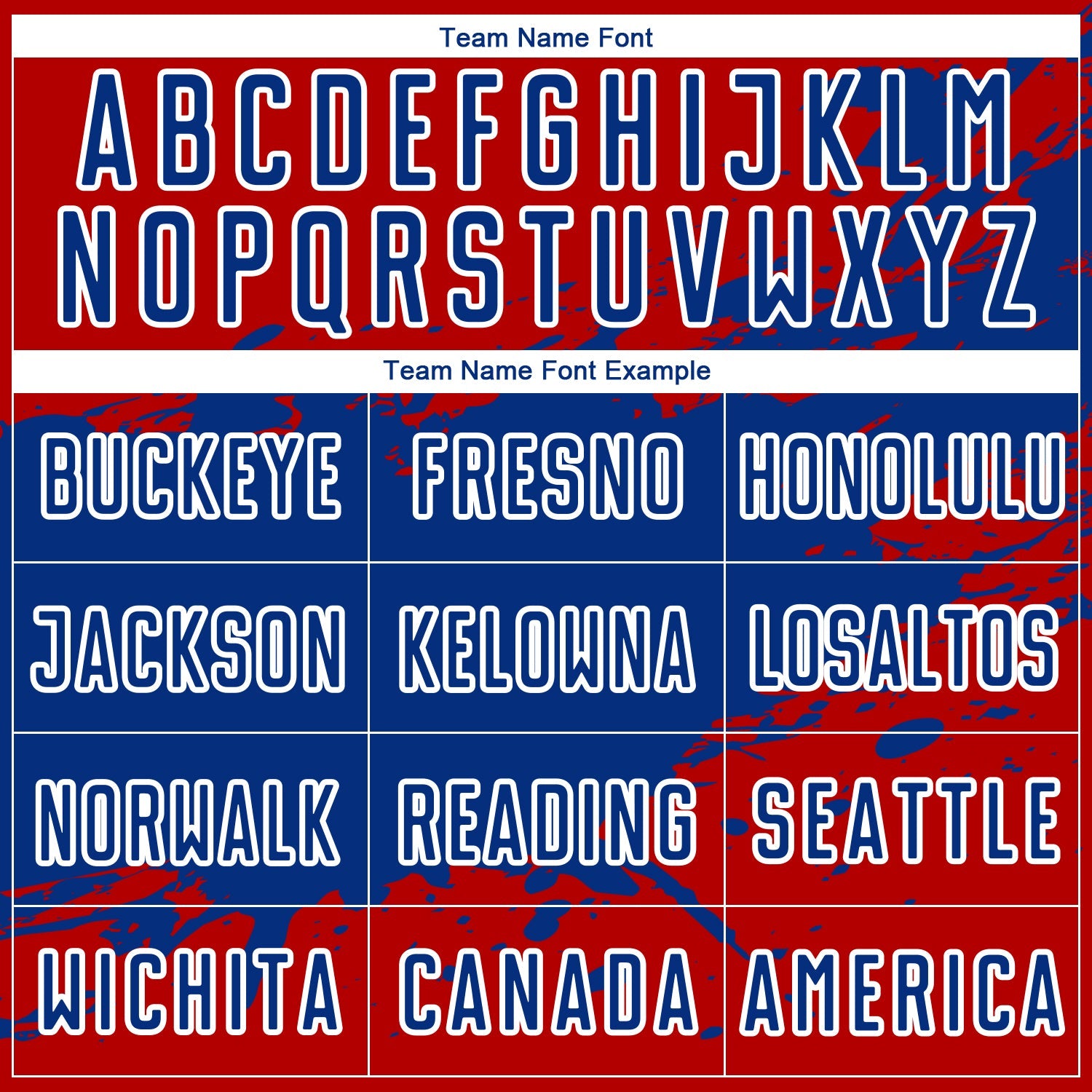 Custom Red Royal-White Splash Sublimation Soccer Uniform Jersey