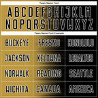 Custom Black Old Gold-White Gradient Line Sublimation Soccer Uniform Jersey