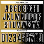 Custom Black Old Gold-White Gradient Line Sublimation Soccer Uniform Jersey
