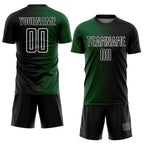 Custom Black Green-White Gradient Line Sublimation Soccer Uniform Jersey