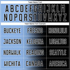 Custom Black Light Blue-White Gradient Line Sublimation Soccer Uniform Jersey