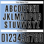 Custom Black Light Blue-White Gradient Line Sublimation Soccer Uniform Jersey