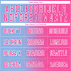 Custom Light Blue Pink-White Gradient Line Sublimation Soccer Uniform Jersey