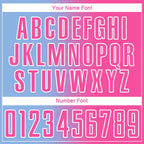 Custom Light Blue Pink-White Gradient Line Sublimation Soccer Uniform Jersey