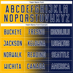 Custom Navy Gold-White Gradient Line Sublimation Soccer Uniform Jersey
