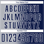 Custom Navy Gray-White Gradient Line Sublimation Soccer Uniform Jersey