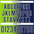 Custom Navy Neon Green-White Gradient Line Sublimation Soccer Uniform Jersey