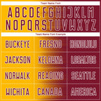 Custom Crimson Gold-White Gradient Line Sublimation Soccer Uniform Jersey