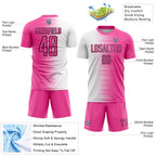 Custom Pink White-Black Gradient Line Sublimation Soccer Uniform Jersey