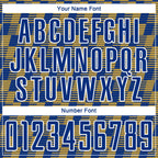 Custom Royal Old Gold-White Line Sublimation Soccer Uniform Jersey