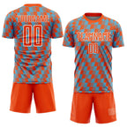 Custom Orange Sky Blue-White Line Sublimation Soccer Uniform Jersey