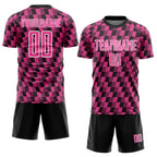Custom Black Pink-White Line Sublimation Soccer Uniform Jersey