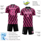 Custom Black Pink-White Line Sublimation Soccer Uniform Jersey