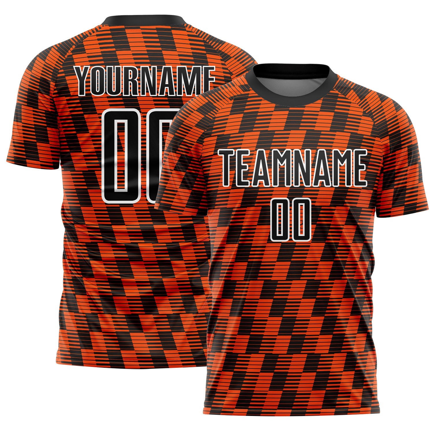 Custom Black Orange-White Line Sublimation Soccer Uniform Jersey