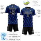 Custom Black Thunder Blue-White Line Sublimation Soccer Uniform Jersey