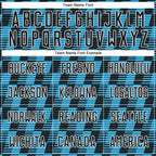 Custom Black Sky Blue-White Line Sublimation Soccer Uniform Jersey