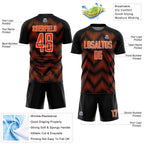 Custom Black Orange-White Line Sublimation Soccer Uniform Jersey