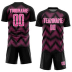 Custom Black Pink-White Line Sublimation Soccer Uniform Jersey