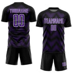 Custom Black Purple-White Line Sublimation Soccer Uniform Jersey
