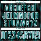 Custom Black Teal-White Line Sublimation Soccer Uniform Jersey