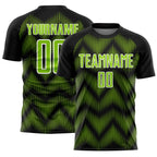Custom Black Neon Green-White Line Sublimation Soccer Uniform Jersey