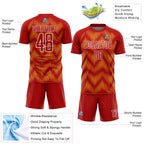 Custom Red Yellow-White Line Sublimation Soccer Uniform Jersey