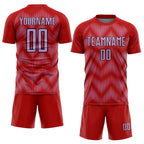 Custom Red Medium Purple-Black Line Sublimation Soccer Uniform Jersey