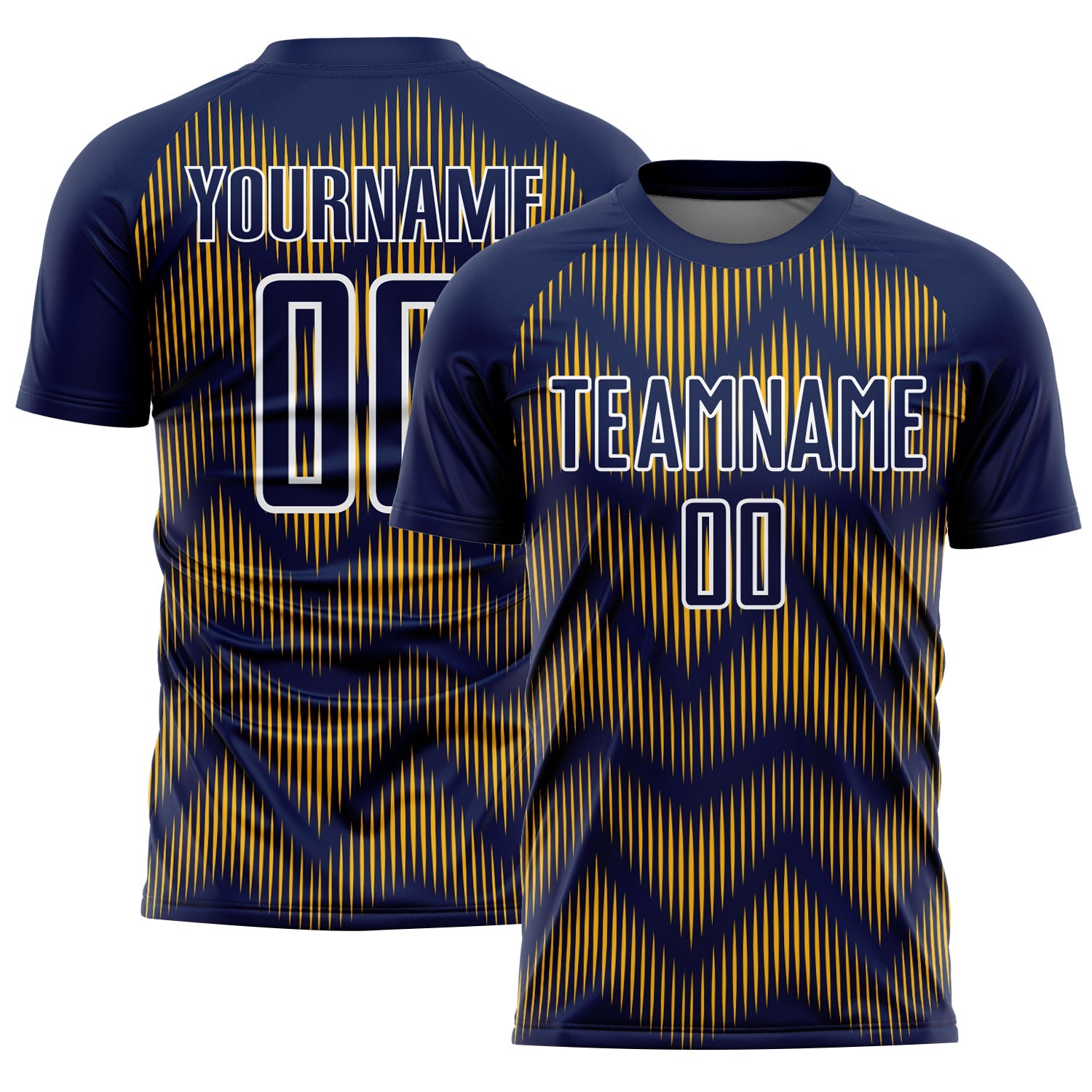 Custom Navy Gold-White Line Sublimation Soccer Uniform Jersey
