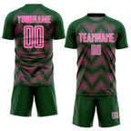 Custom Green Pink-White Line Sublimation Soccer Uniform Jersey