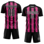 Custom Black Pink-White Abstract Network Sublimation Soccer Uniform Jersey