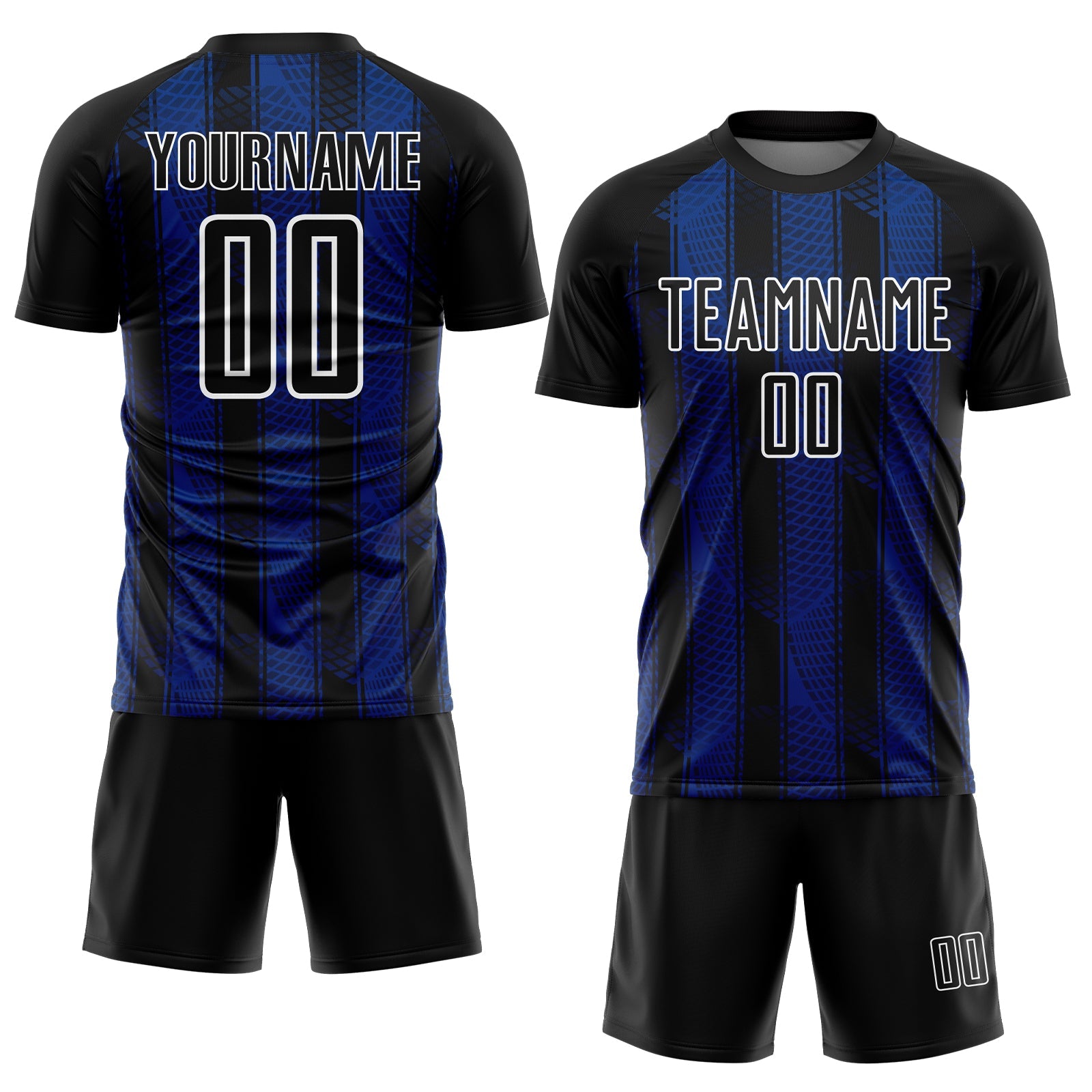 Custom Black Royal-White Abstract Network Sublimation Soccer Uniform Jersey