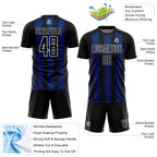 Custom Black Royal-White Abstract Network Sublimation Soccer Uniform Jersey