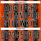 Custom Black Orange-White Abstract Network Sublimation Soccer Uniform Jersey