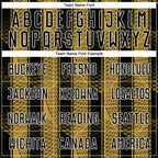 Custom Black Old Gold-White Abstract Network Sublimation Soccer Uniform Jersey