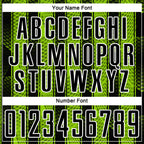 Custom Black Neon Green-White Abstract Network Sublimation Soccer Uniform Jersey