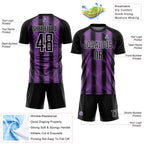 Custom Black Medium Purple-White Abstract Network Sublimation Soccer Uniform Jersey