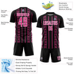 Custom Black Pink-White Geometric Shape Sublimation Soccer Uniform Jersey