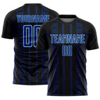 Custom Black Royal-Light Blue Geometric Shape Sublimation Soccer Uniform Jersey