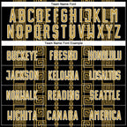 Custom Black Old Gold-White Geometric Shape Sublimation Soccer Uniform Jersey