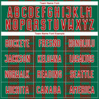 Custom Kelly Green Red-White Geometric Shape Sublimation Soccer Uniform Jersey