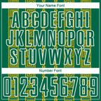 Custom Kelly Green Gold-White Geometric Shape Sublimation Soccer Uniform Jersey
