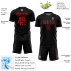 Custom Black Red Sublimation Soccer Uniform Jersey