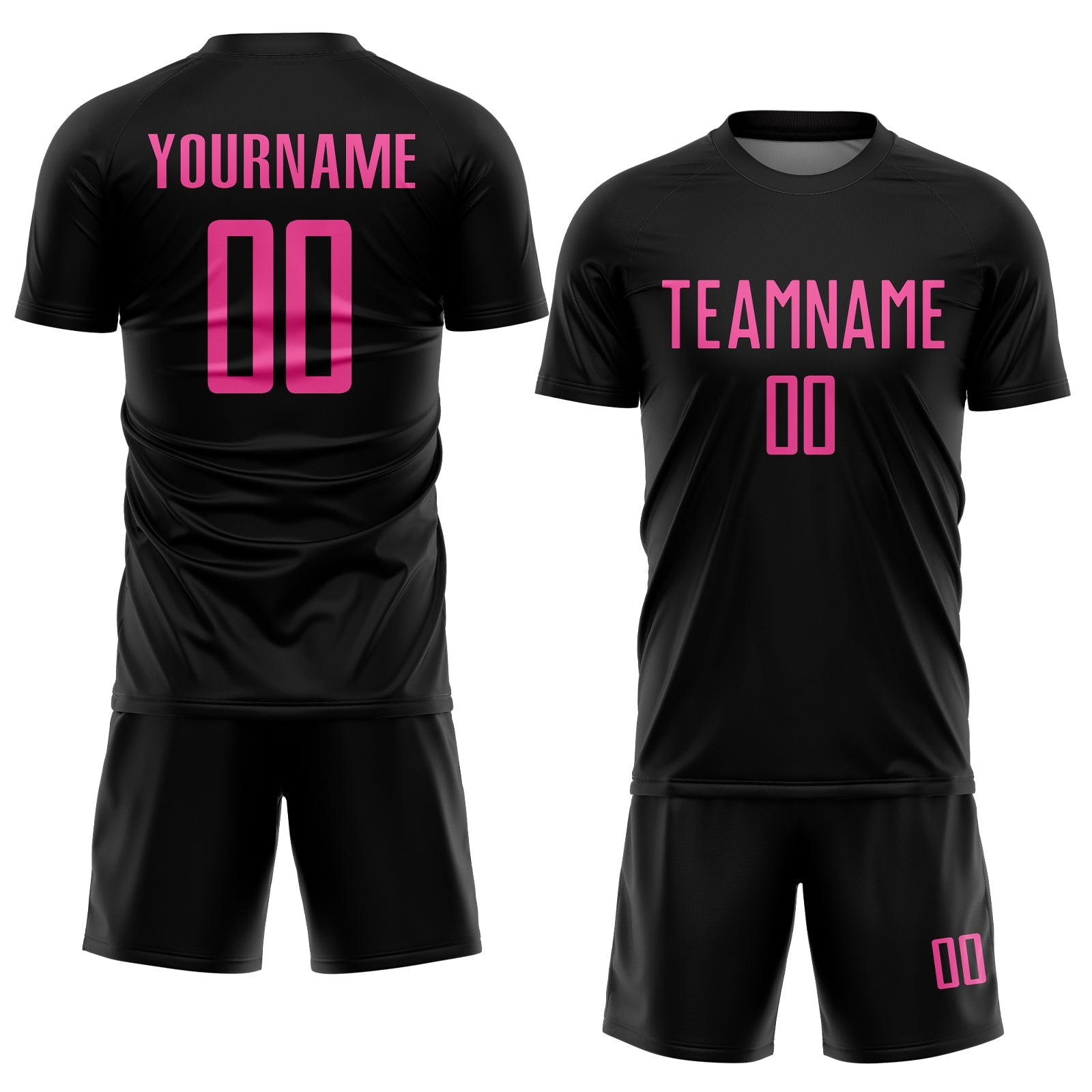 Custom Black Pink Sublimation Soccer Uniform Jersey
