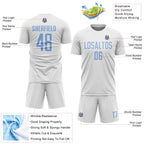 Custom White Light Blue Sublimation Soccer Uniform Jersey