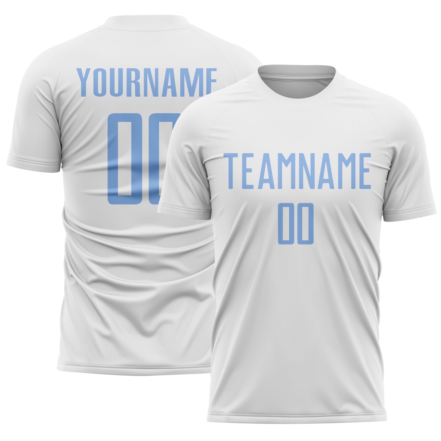 Custom White Light Blue Sublimation Soccer Uniform Jersey