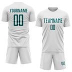 Custom White Teal Sublimation Soccer Uniform Jersey