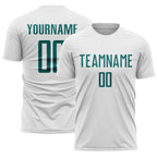 Custom White Teal Sublimation Soccer Uniform Jersey