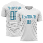 Custom White Shadow Blue Sublimation Soccer Uniform Jersey
