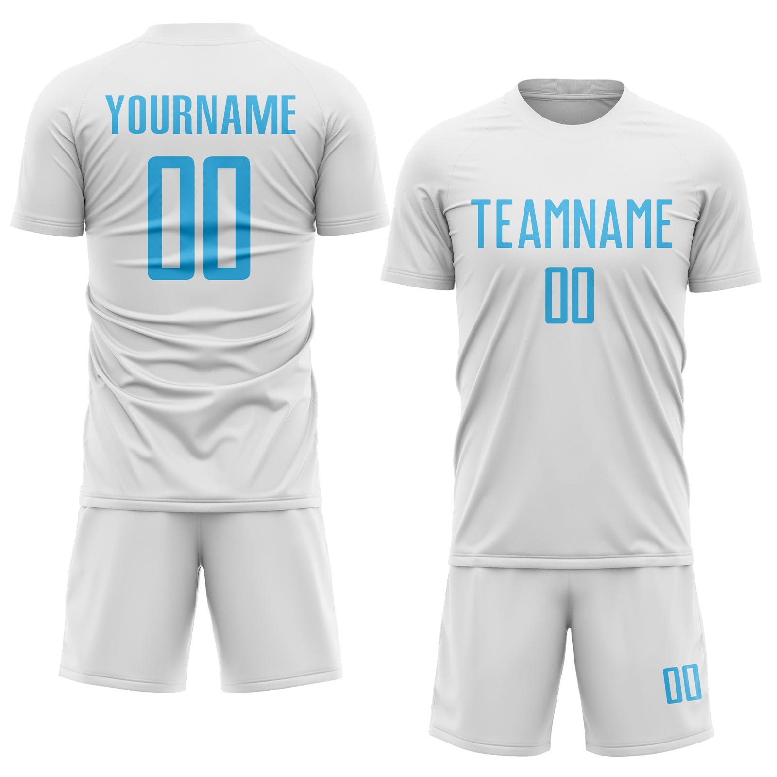 Custom White Sky Blue Sublimation Soccer Uniform Jersey