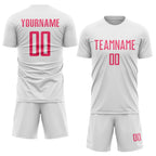 Custom White Neon Pink Sublimation Soccer Uniform Jersey